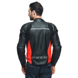 Giacca Pelle RACING 4 LEATHER Nero Rosso Fluo - DAINESE