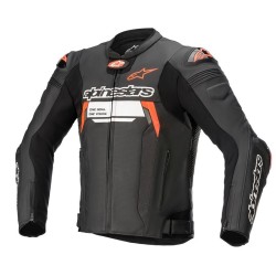 Giacca MISSILE V2 IGNITION LEATHER Nero Rosso Fluo - ALPINESTARS