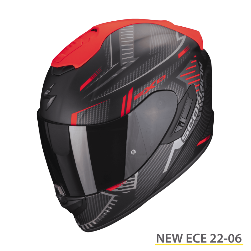 Casco EXO-1400 EVO AIR SHELL Nero Opaco Rosso - SCORPION